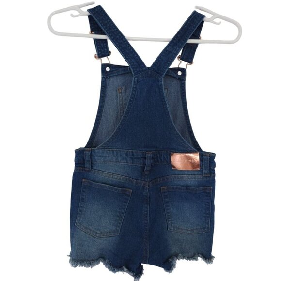 BCBG Girls 6X Denim Overalls With Distressed Detailing & Frayed Hem, NWOT - Picture 4 of 10